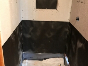Shower Remodel 50's Cabin - Replacing Dry Rotted Wood & Installing Stone from Floor to Ceiling in Molena, GA