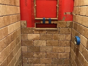 Shower Remodel 50's Cabin - Replacing Dry Rotted Wood & Installing Stone from Floor to Ceiling in Molena, GA