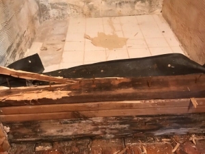 Shower Remodel 50's Cabin - Replacing Dry Rotted Wood & Installing Stone from Floor to Ceiling in Molena, GA