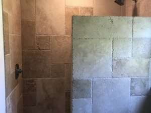 Custom Travertine Shower Enclosure